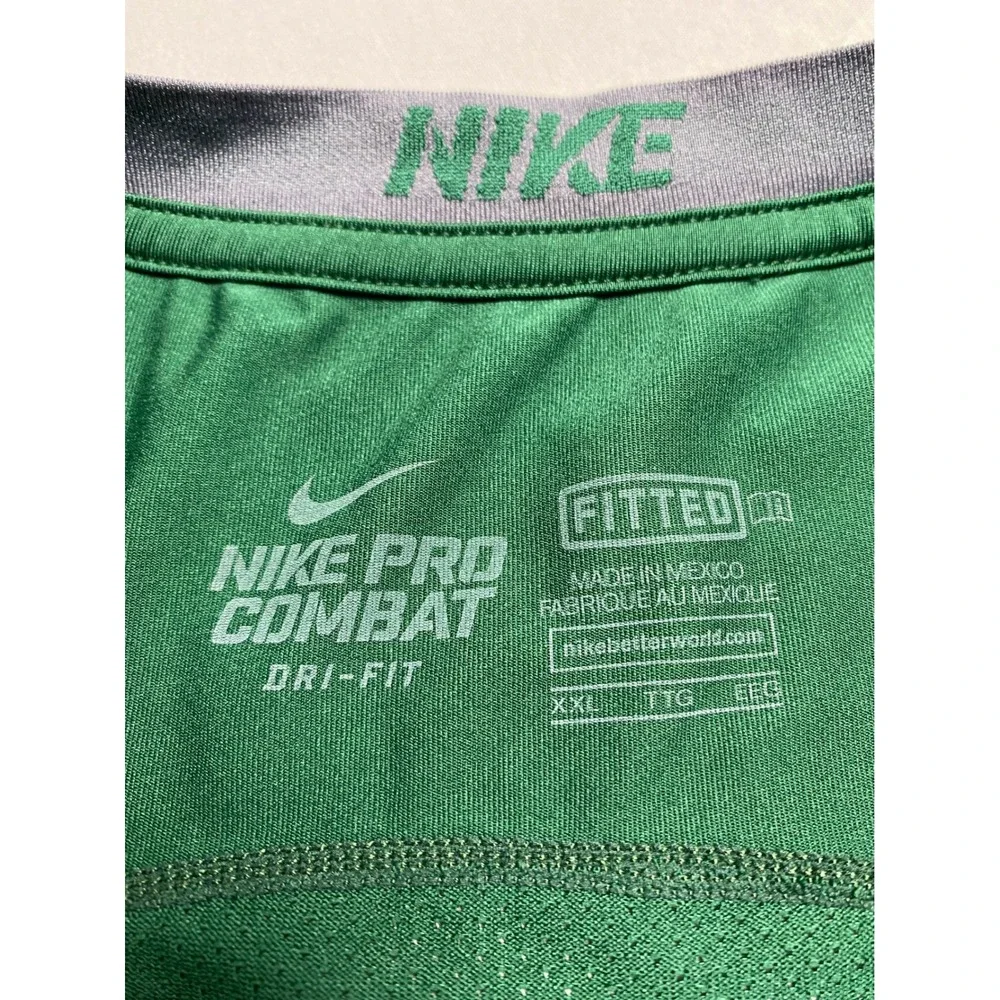 Nike Pro Combat Dri-Fit Mens Green Fitted Short Sleeve Training Shirt 449787-342